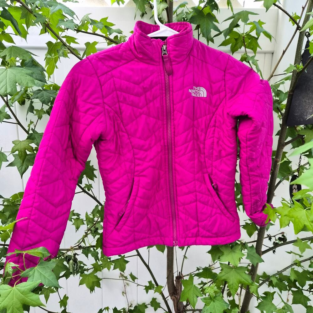 The North Face Girls Thermoball Quilted Jacket Pink Full Zip - Size Sm